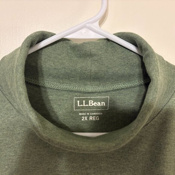L.L. Bean Women's Plus L/S Interlock Turtleneck Tee Shirt Top 2X Heather Green - Picture 3 of 9